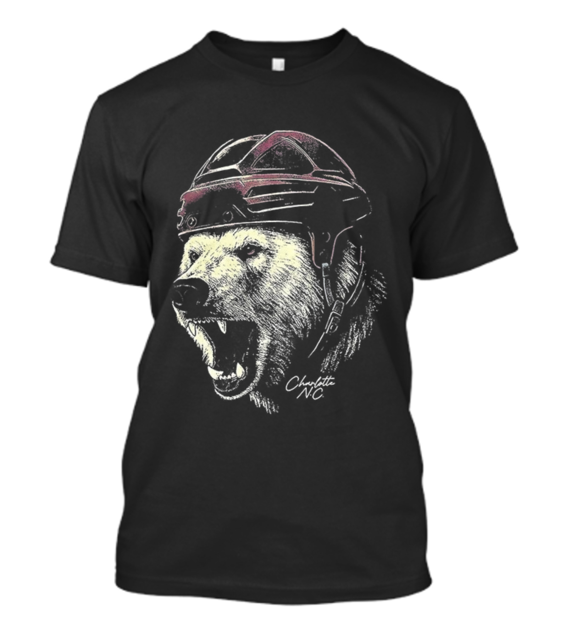 Charlotte Checkers Ice Hockey Furry Polar Mascot Helmet T-Shirt