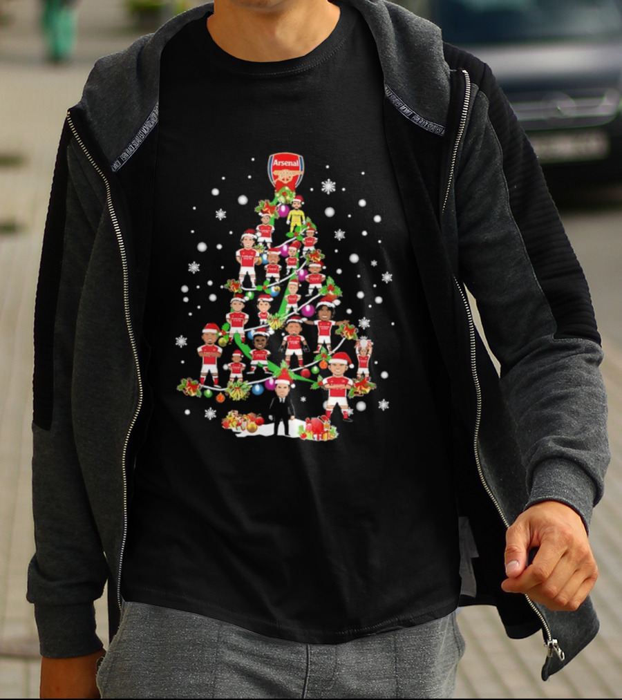 Arsenal FC Christmas Tree With Festive Players T-Shirt