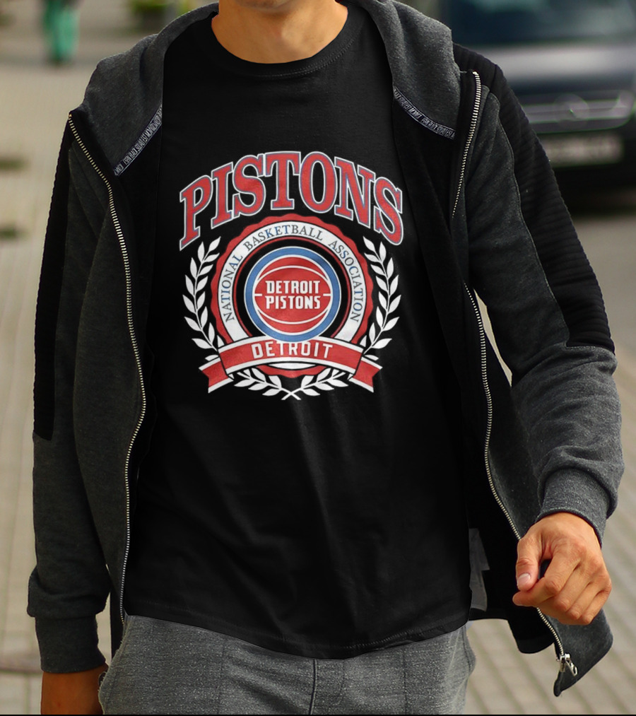 Detroit Pistons NBA Laurel Wreath Retro Vintage Logo T-Shirt