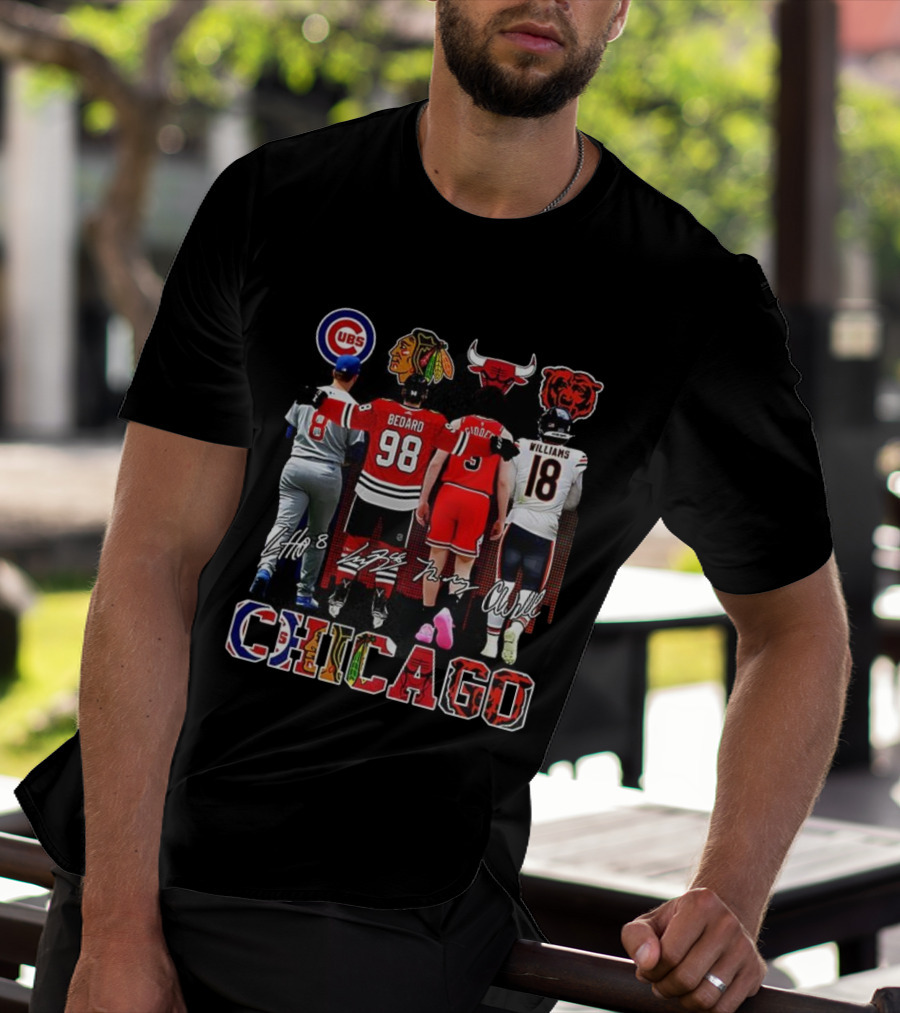 Chicago Blackhawks Bulls Bears Cubs Bedard Players Signature Collection T-Shirt