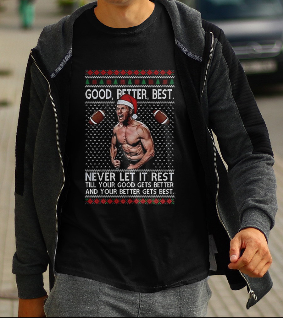 Chicago Bears Good Better Best Never Let It Rest Ugly Christmas T-Shirt