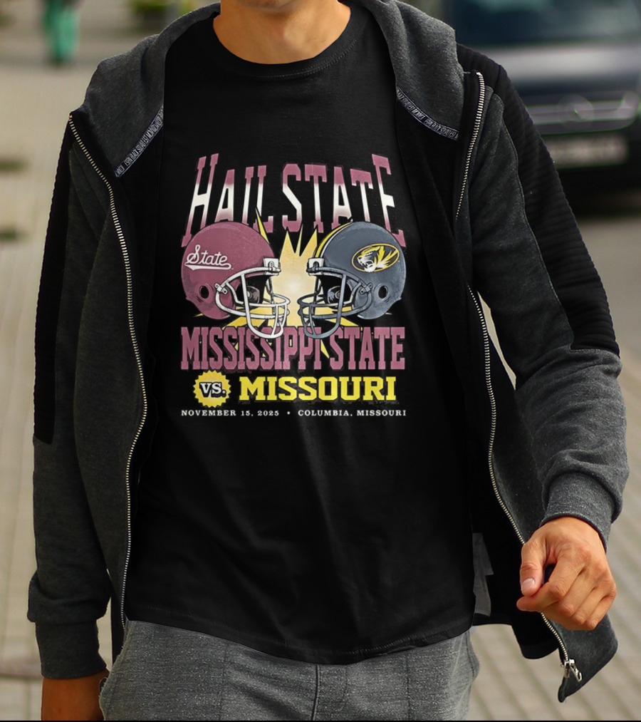 Mississippi State Vs Missouri Hail State November 11 2025 Football Battle Columbia T-Shirt