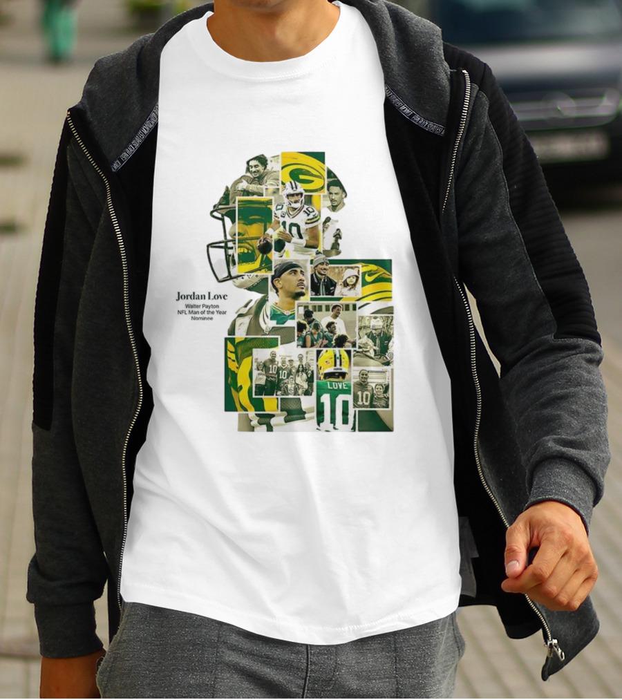 Jordan Love Green Bay Packers NFL Man Of The Year Nominee Collage T-Shirt