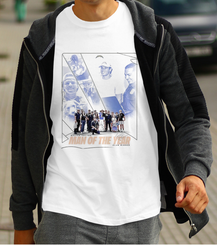 Los Angeles Chargers Man Of The Year Signature Team Celebration With Faces T-Shirt
