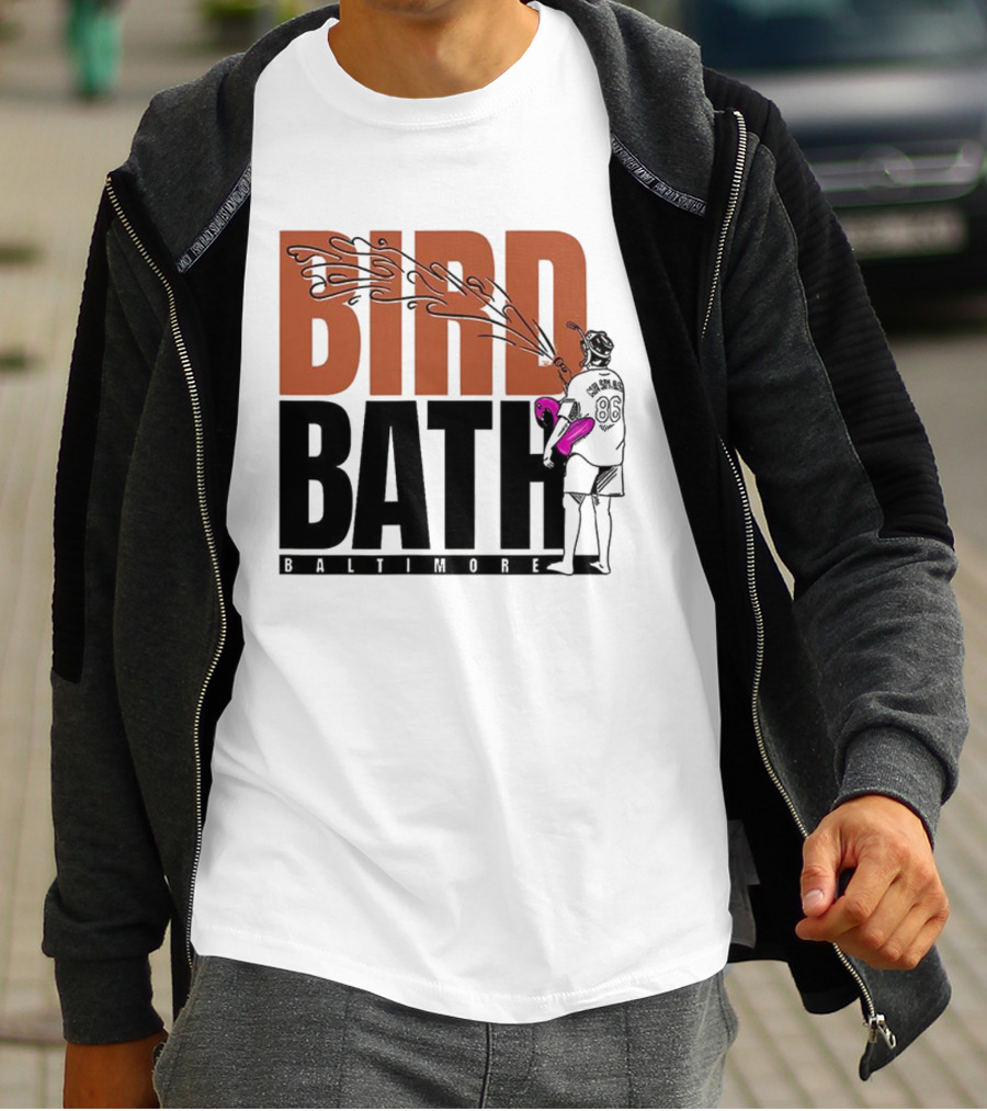 Bird Bath Mr. Splash Baltimore Orioles T-Shirt