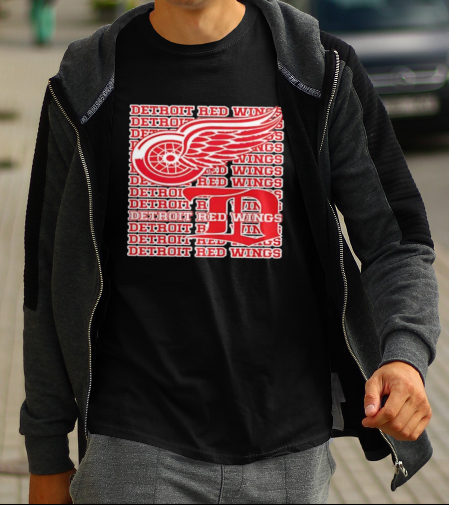 Detroit Red Wings Iconic Winged Wheel Logo Detroit D Red Wings Win T-Shirt