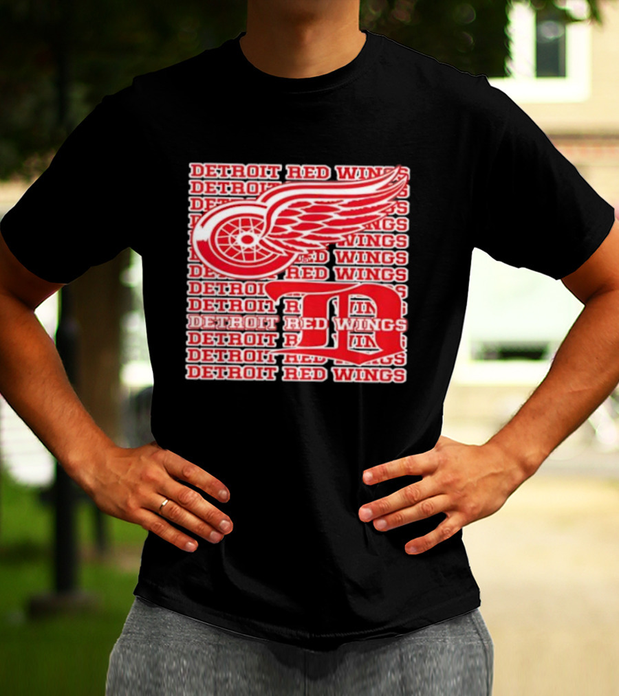 Detroit Red Wings Iconic Winged Wheel Logo Detroit D Red Wings Win T-Shirt
