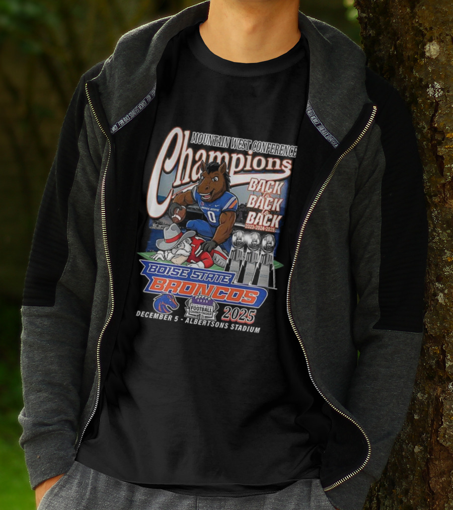 Boise State Broncos Champions Back To Back 2023 2024 2025 Mountain West Conference T-Shirt