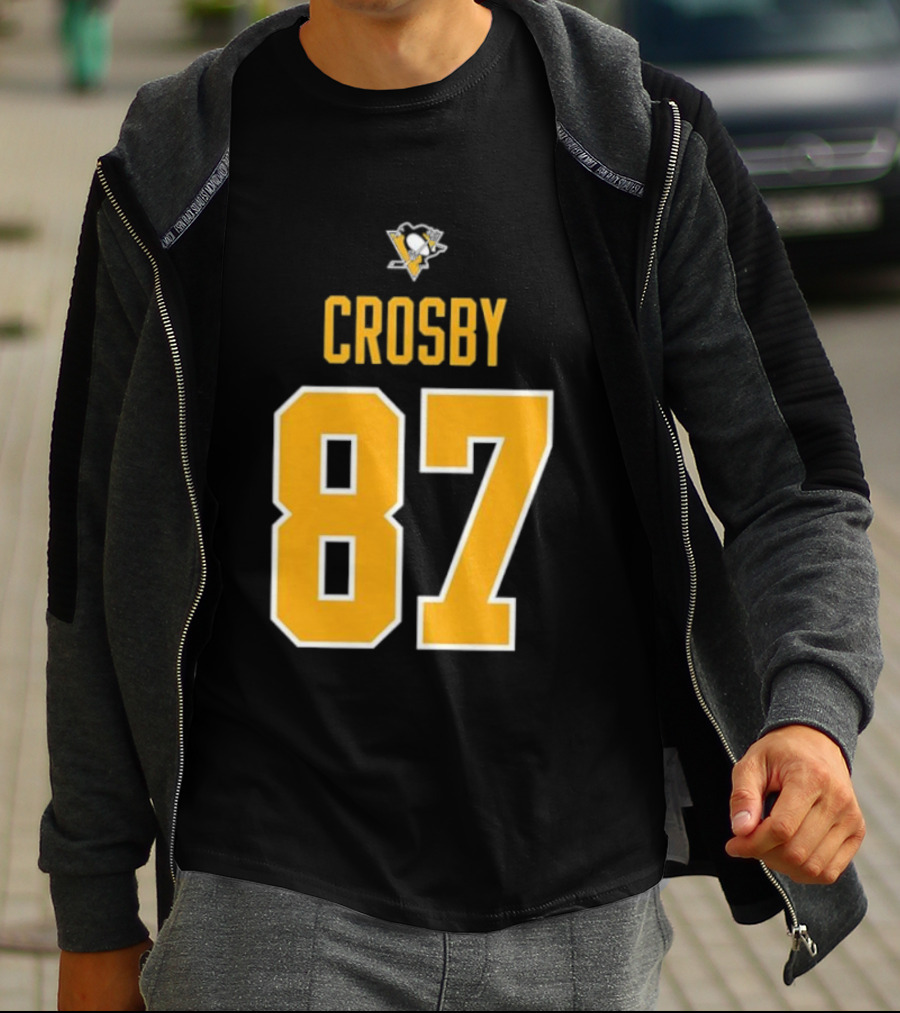 Crosby 87 Black Pittsburgh Penguins Stylish T-Shirt