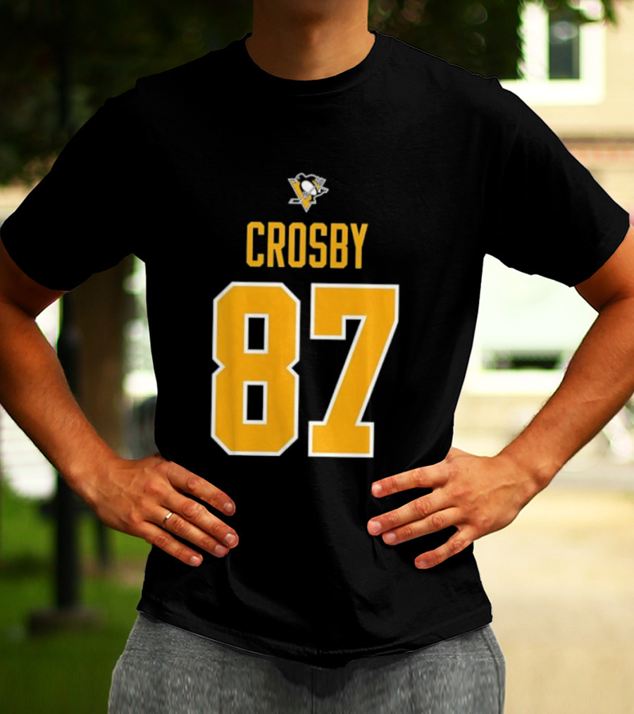 Crosby 87 Black Pittsburgh Penguins Stylish T-Shirt