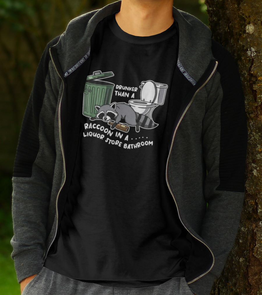Raccoon In A Liquor Store Bathroom Trashcan Toilet Humor T-Shirt