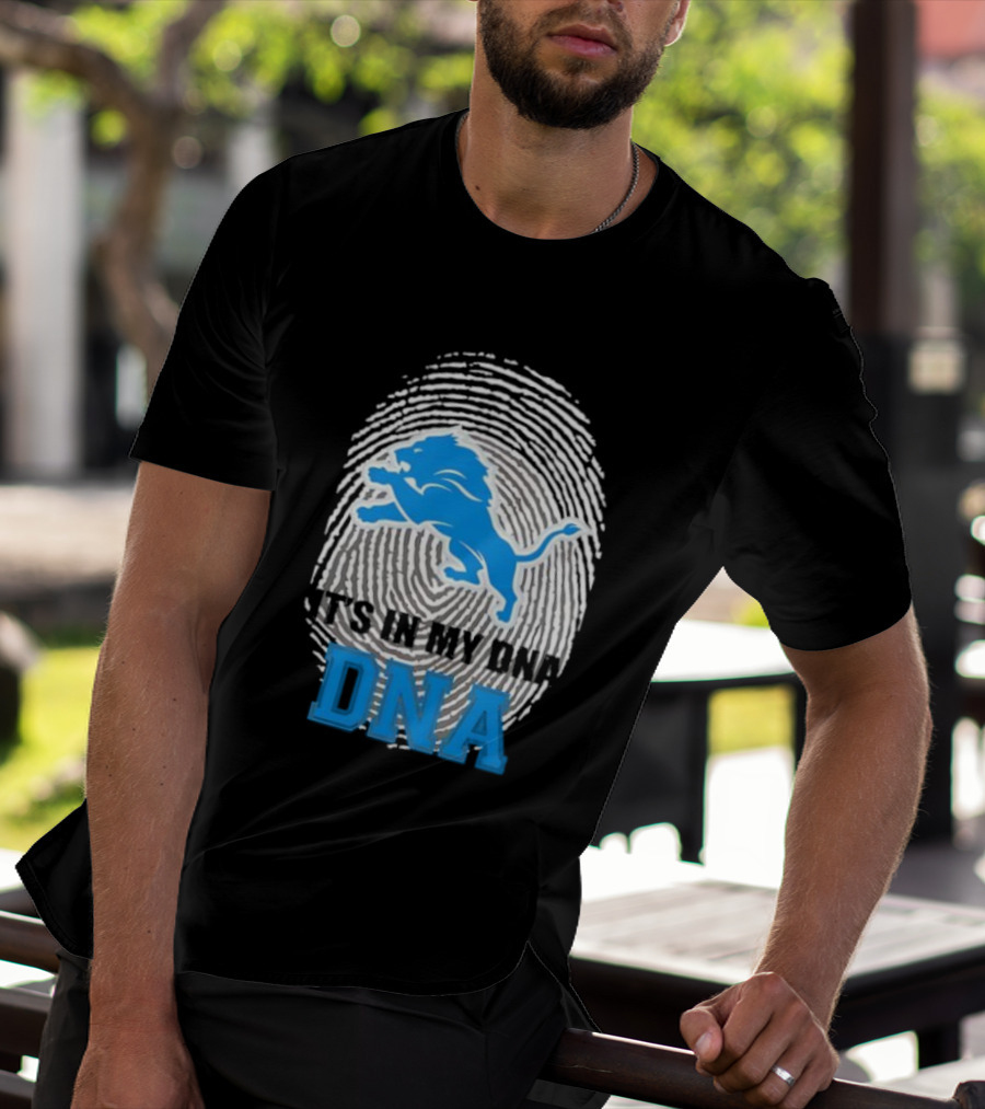 Detroit Lions It's In My DNA Fingerprint Lion Logo T-Shirt