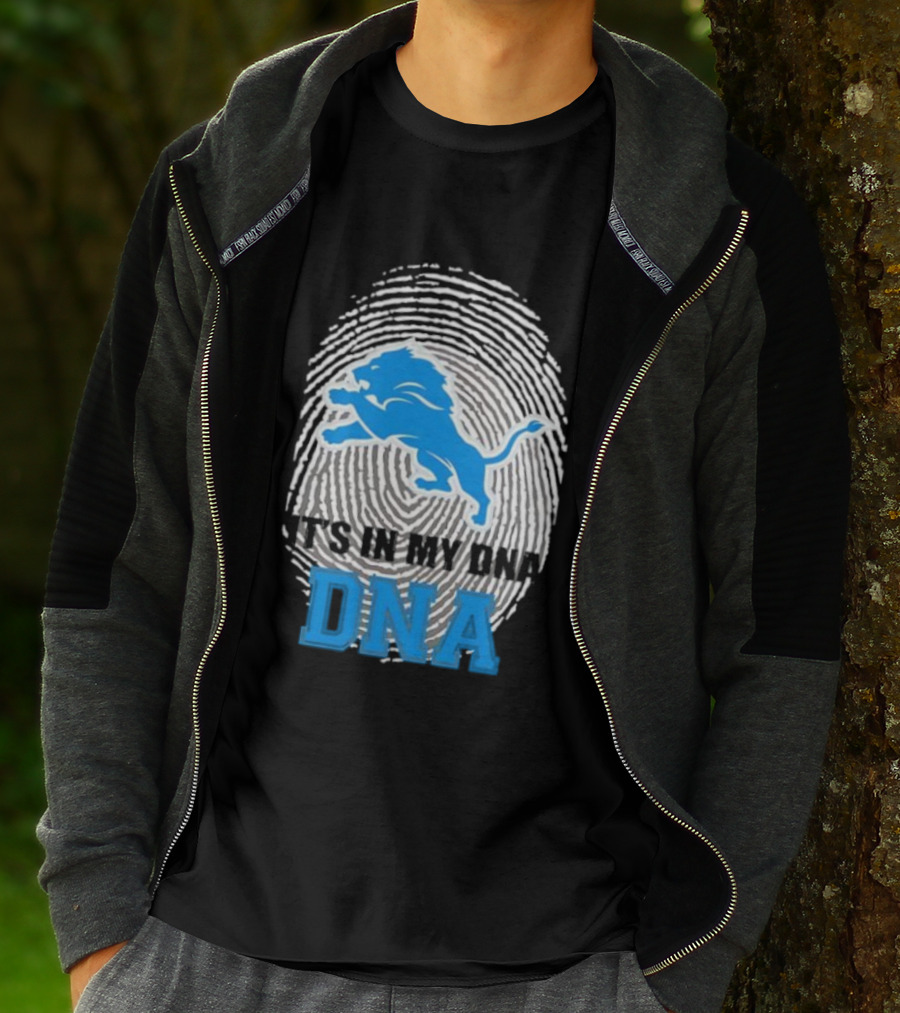 Detroit Lions It's In My DNA Fingerprint Lion Logo T-Shirt