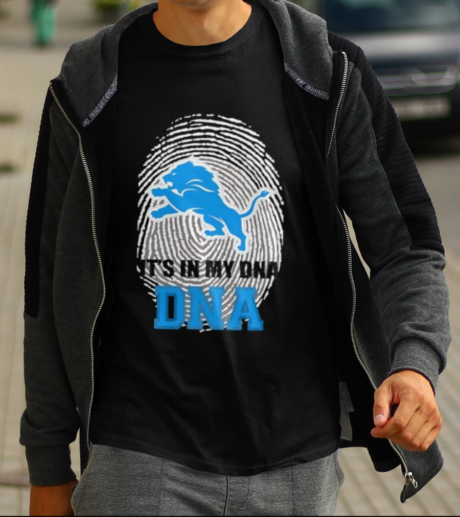 Detroit Lions It's In My DNA Fingerprint Lion Logo T-Shirt