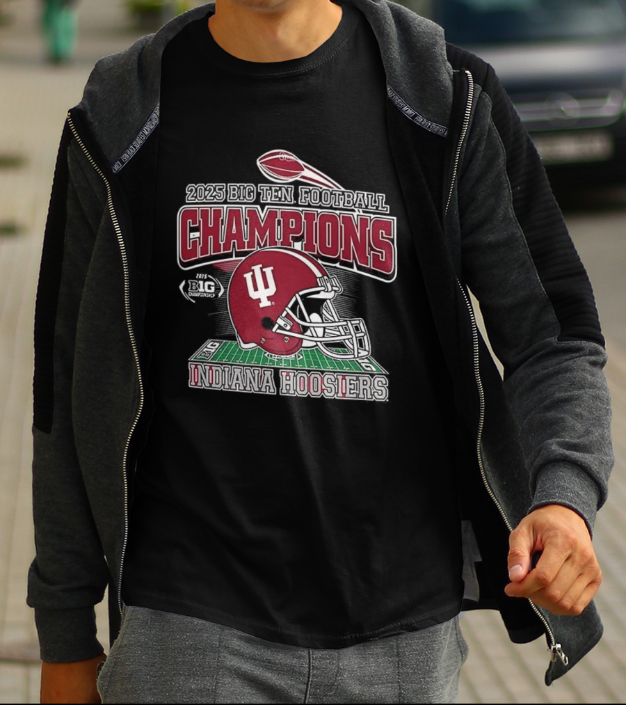 Indiana Hoosiers 2025 Big Ten Football Champions IU Helmet T-Shirt