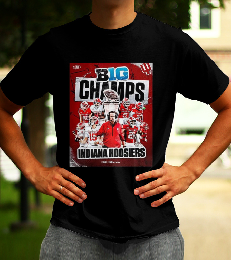 B1G Champs Indiana Hoosiers Football Team 2025 Victory T-Shirt