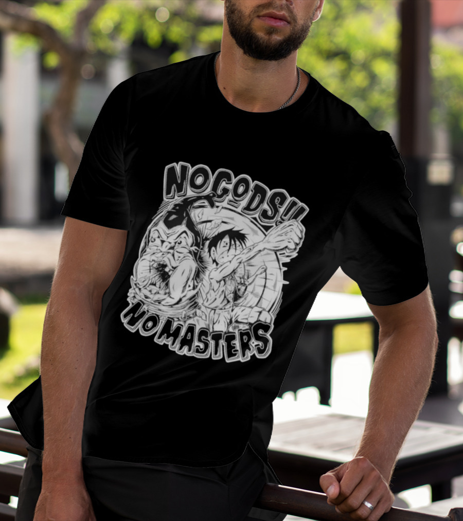 Luffy No Gods No Masters Powerful Artwork T-Shirt