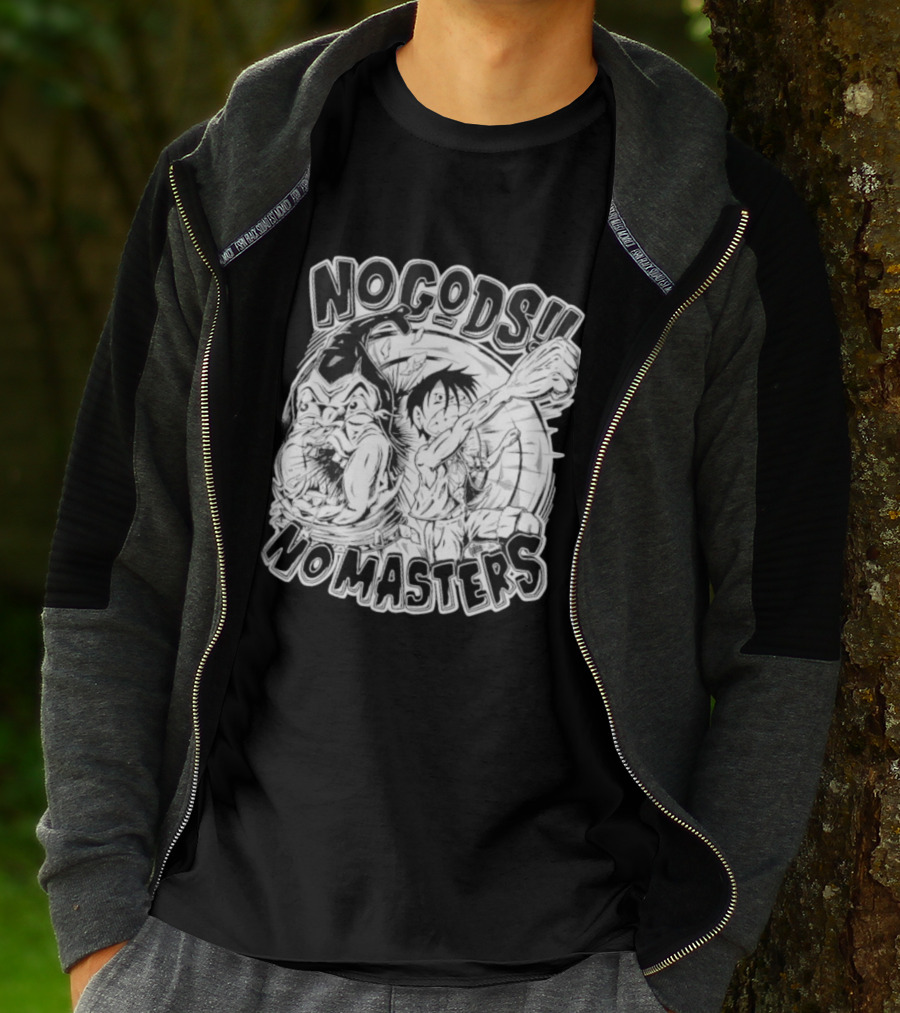 Luffy No Gods No Masters Powerful Artwork T-Shirt