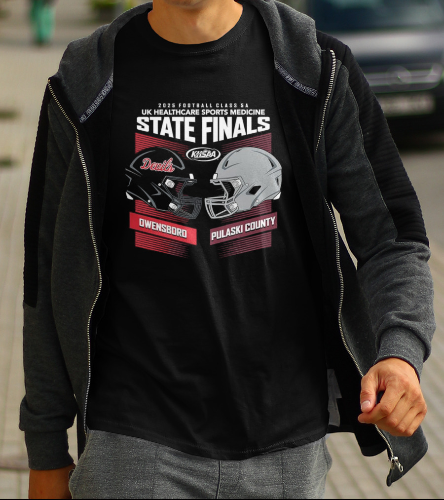 Owensboro Devils Vs Pulaski County 2025 KHSAA State Finals Football Helmets UK Kroger Field T-Shirt