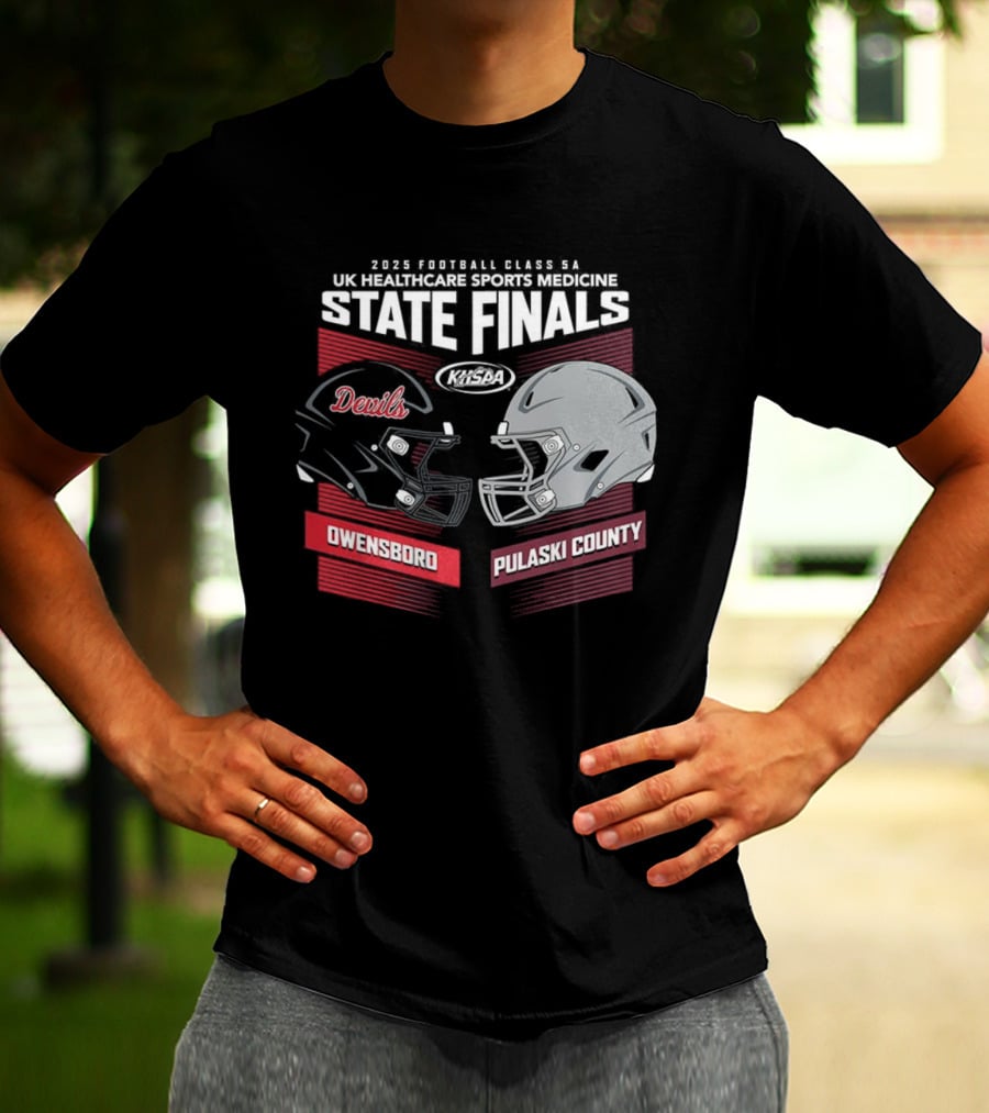 Owensboro Devils Vs Pulaski County 2025 KHSAA State Finals Football Helmets UK Kroger Field T-Shirt