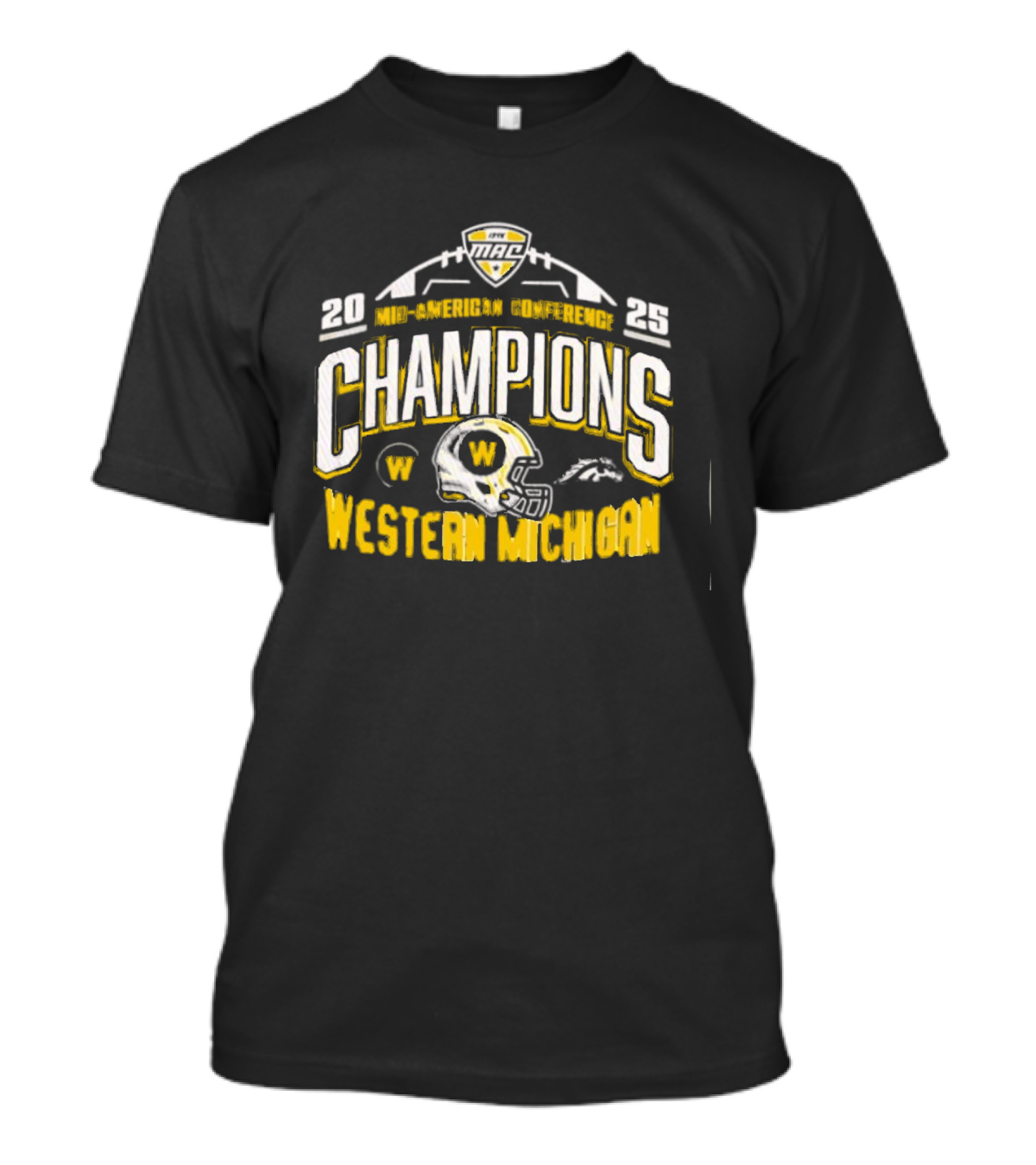 Western Michigan Broncos 2025 Mid-American Conference Champions Football Helmet Logo T-Shirt