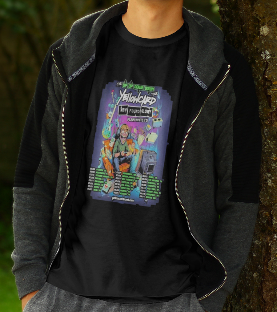 Yellowcard The Up Up Down Down Tour 2026 New Found Glory Plain White T's Dates And Locations T-Shirt