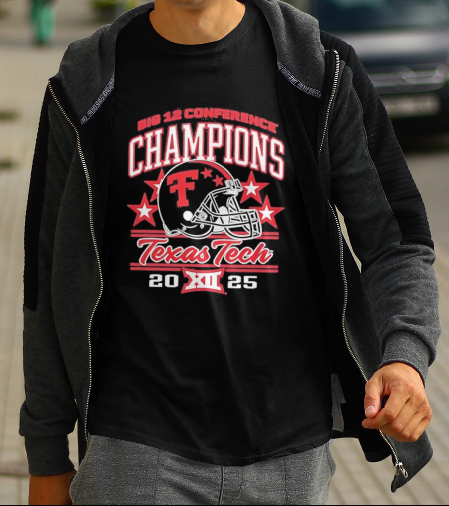 Texas Tech Red Raiders 2025 Big 12 Champions Football Helmet T-Shirt
