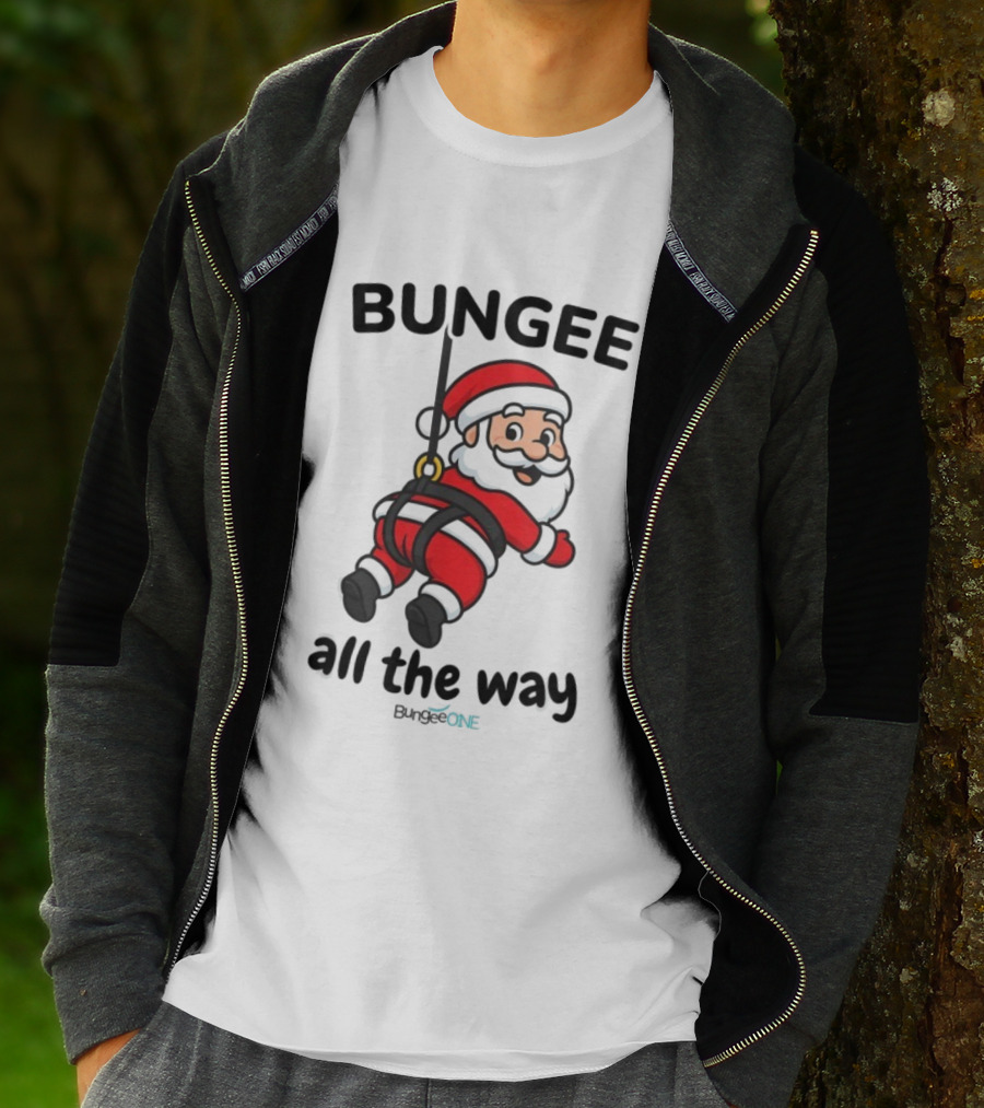 Bungee All The Way Santa Christmas Fun T-Shirt