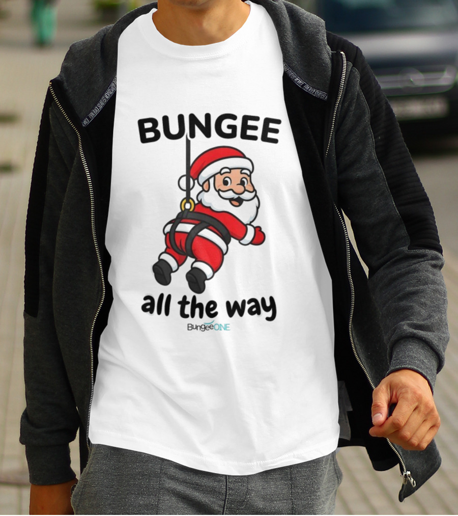 Bungee All The Way Santa Christmas Fun T-Shirt