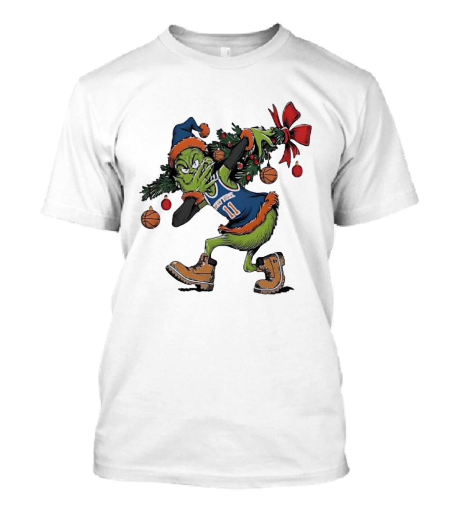 Grinch X Jalen Brunson 3 Point Celebration Christmas Knicks Basketball Holiday T-Shirt