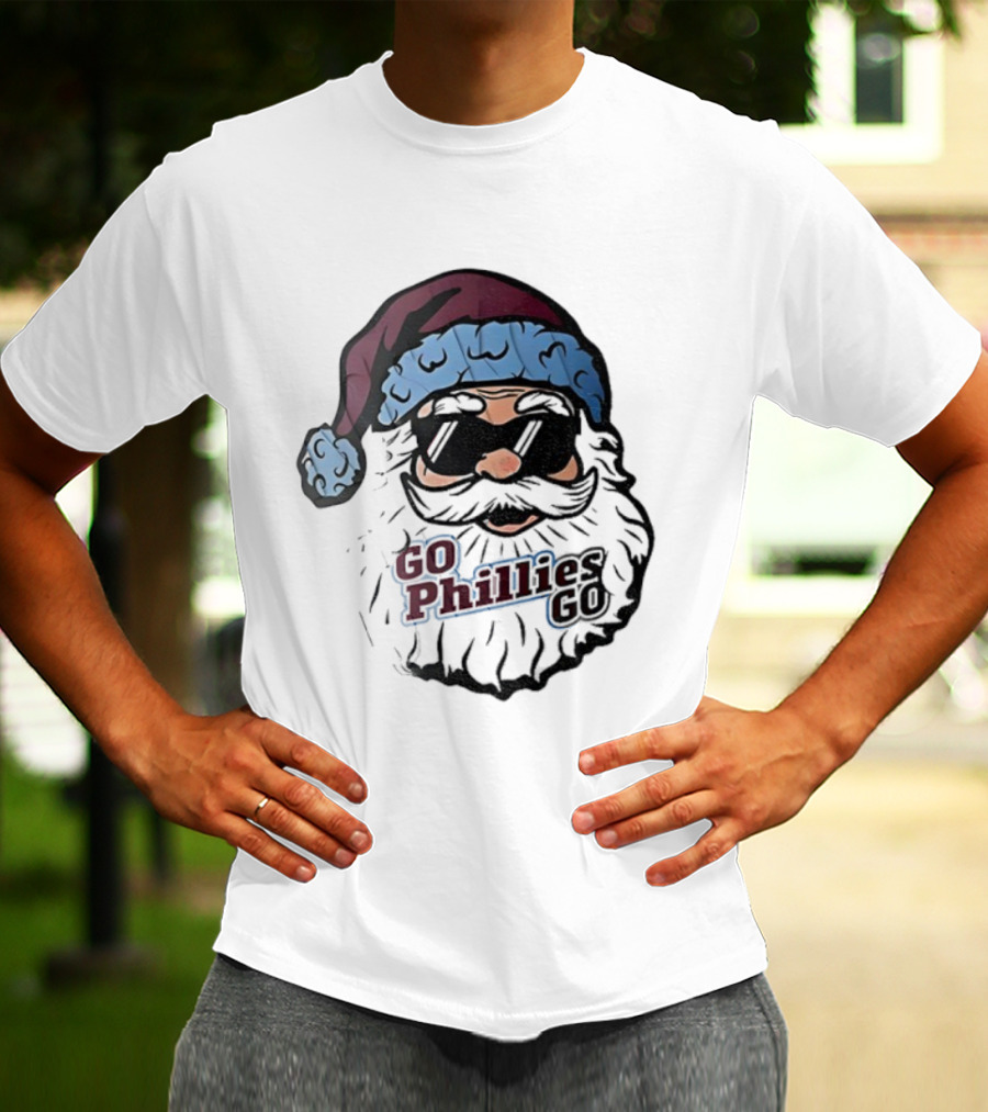 Santa Claus Phillies Go Phillies Baseball 2025 Christmas Hat T-Shirt