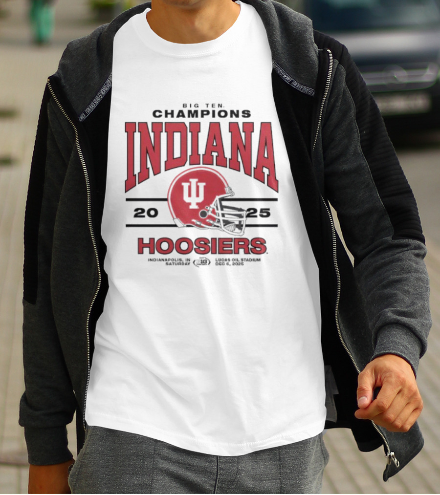 Indiana Hoosiers 2025 Big Ten Champions Football Helmet T-Shirt