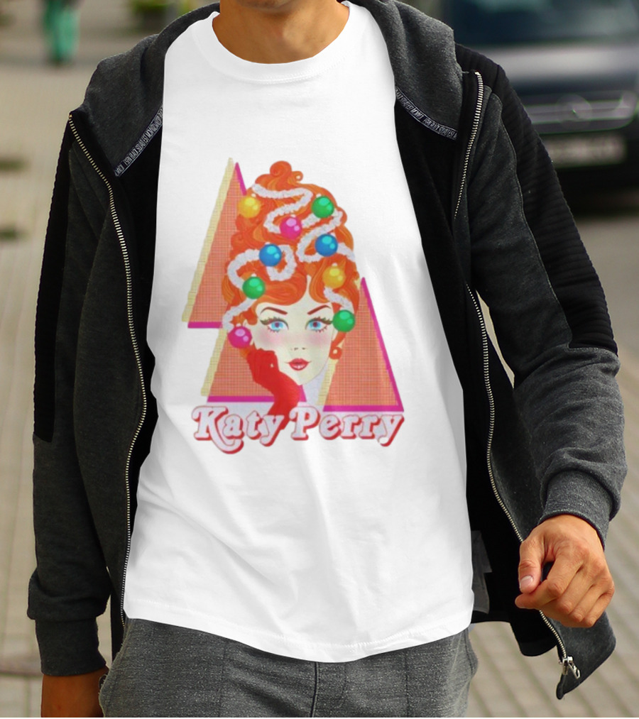 Katy Perry Christmas Candy Hair Design Merch T-Shirt