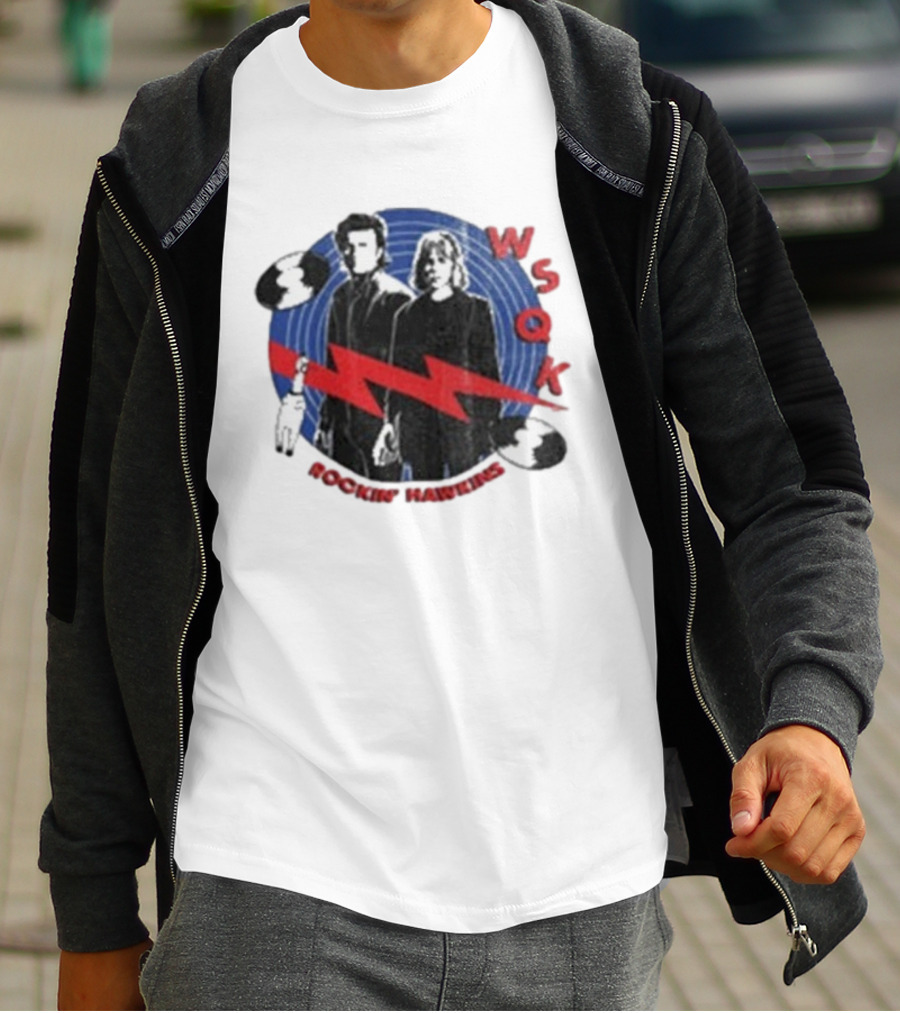 Steve Harrington Nancy Wheeler Stranger Things WSQK Rockin’ Hawkins T-Shirt
