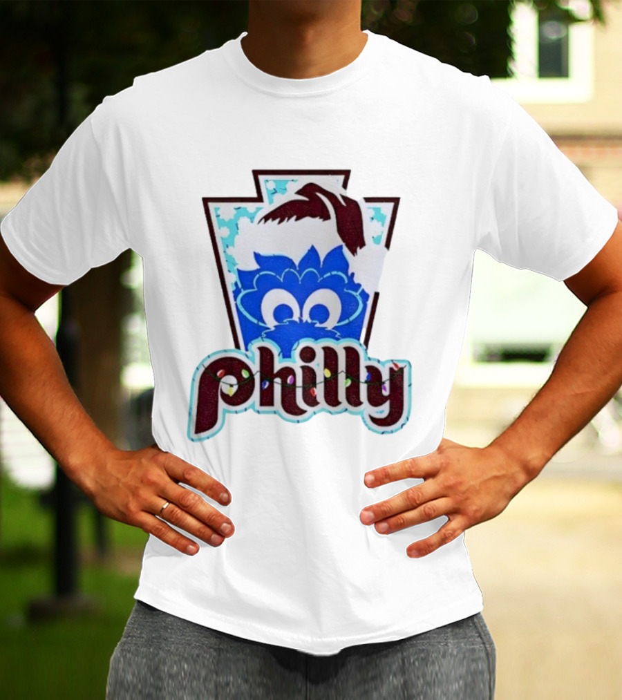Philly Phanatic Santa Hat Christmas Philadelphia Phillies Holiday Fan Gear T-Shirt
