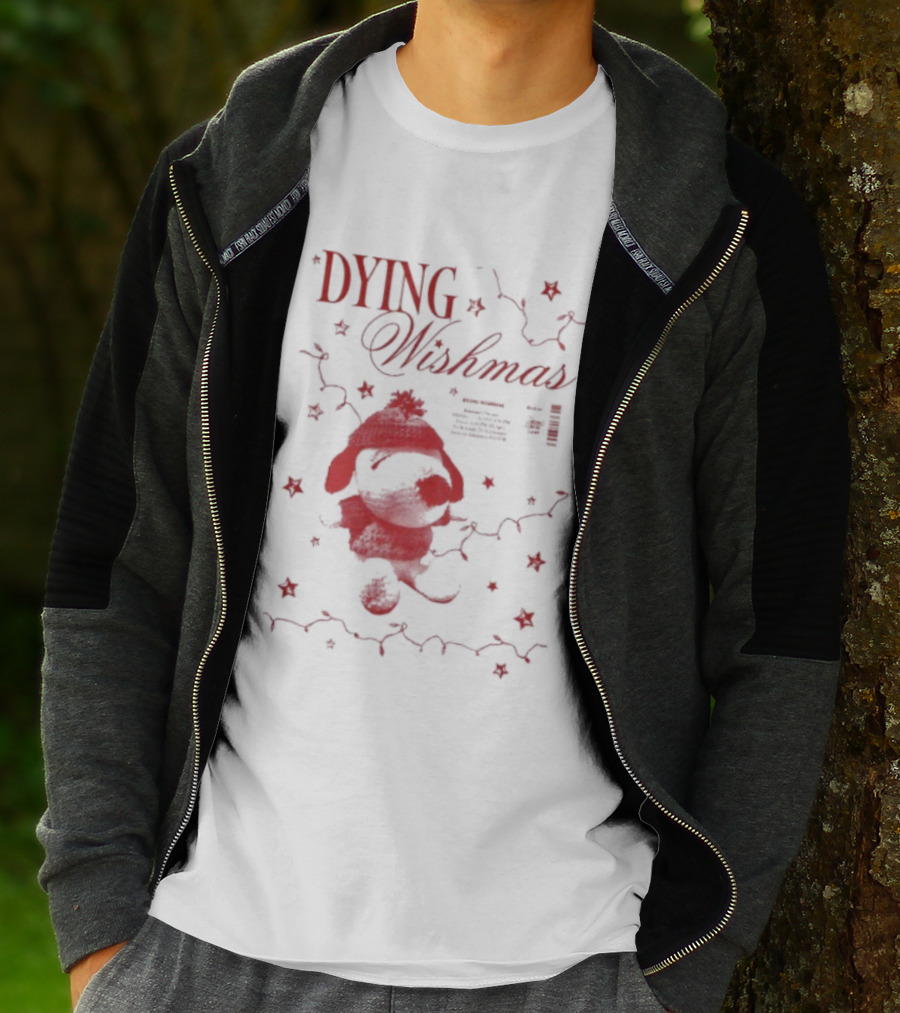 Dying Wish December 12 2025 Portland OR Concert Red Christmas Santa Hat Pom Poms Snowflakes T-Shirt