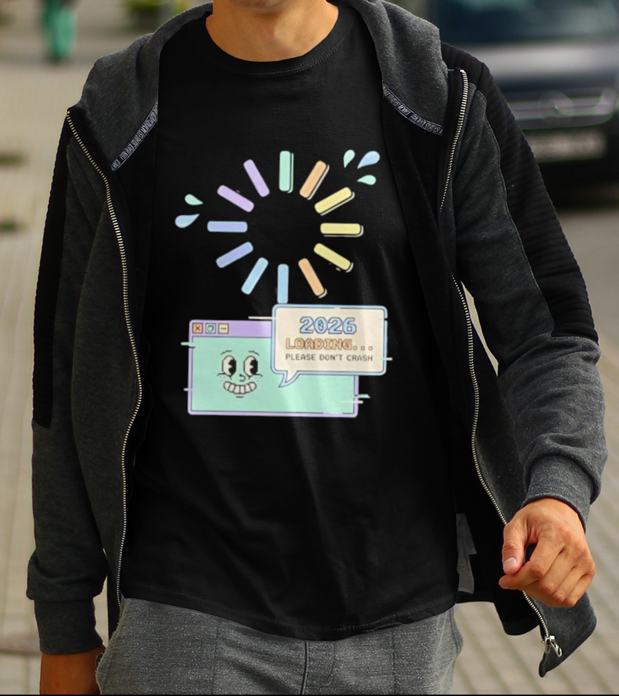 2026 Loading Please Don’t Crash Fun Pixel Art Countdown Graphic T-Shirt