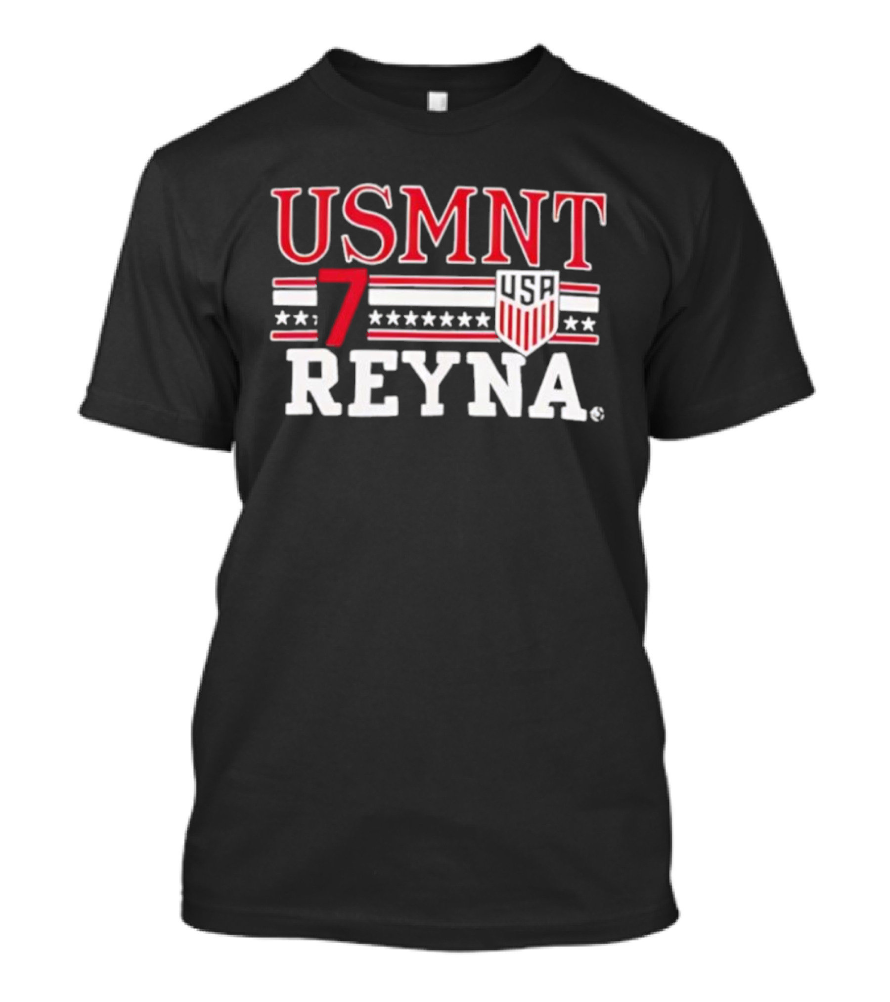 USMNT Reyna 7 USA Soccer Shield And Stars Player Print T-Shirt