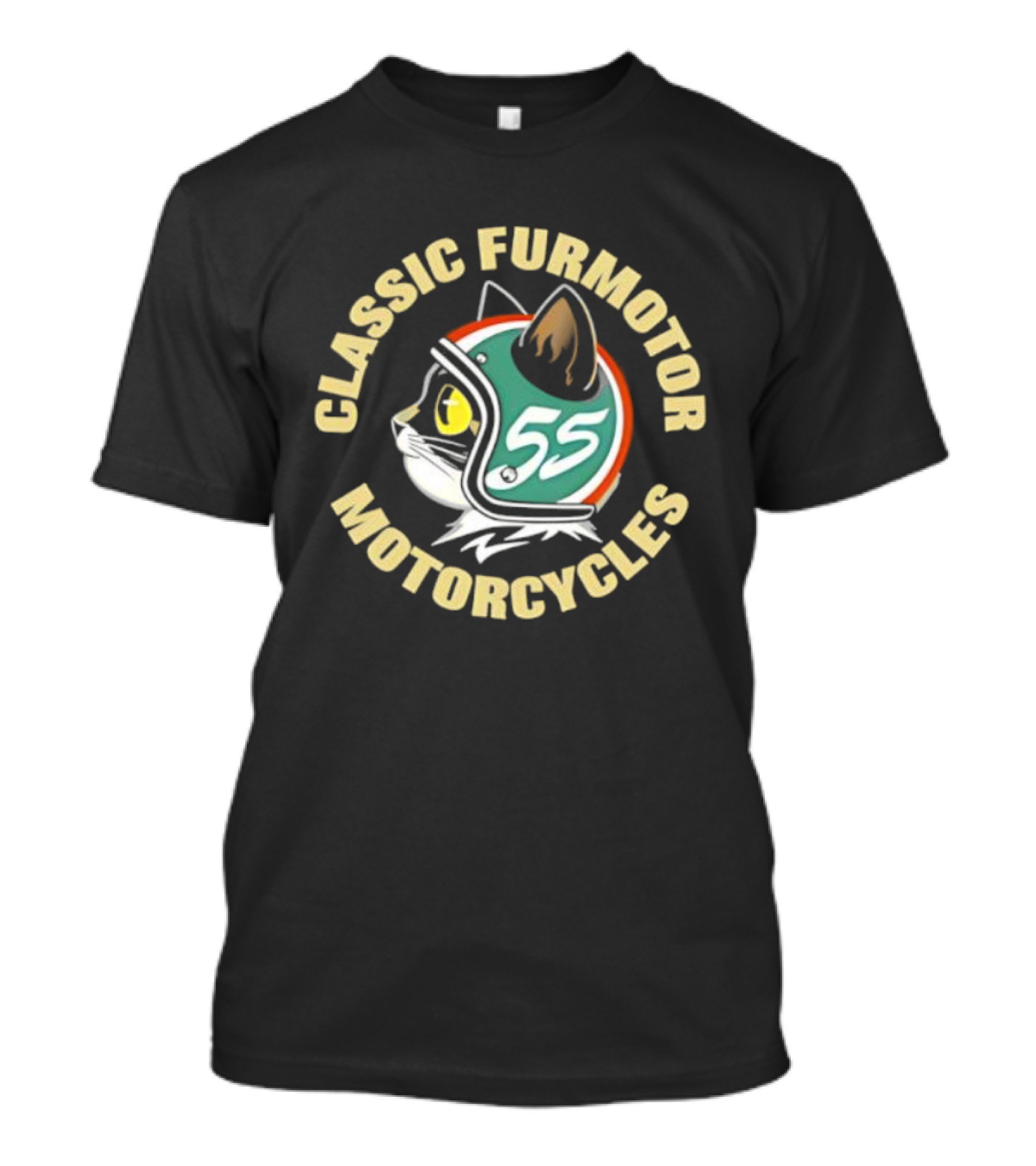 Classic Furmotor Motorcycles Retro Cat 55 Helmet T-Shirt