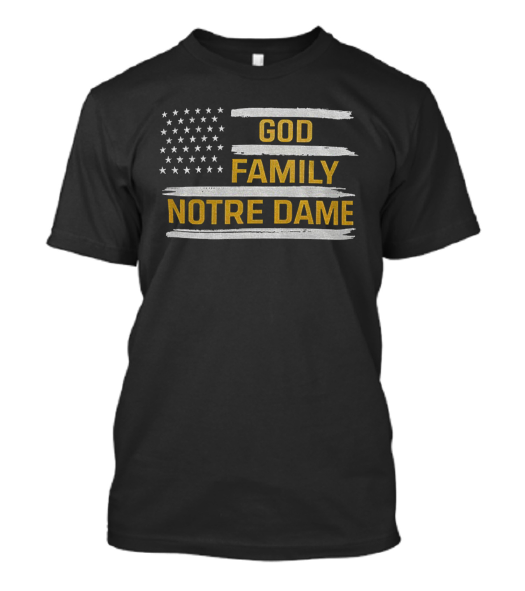 God Family Notre Dame Flag Patriotic Fighting Irish T-Shirt