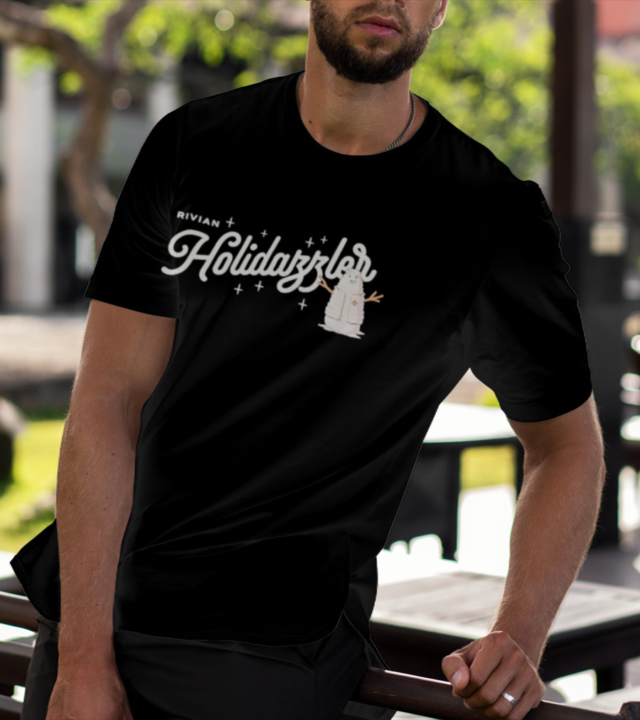 Rivian Holidazzler Festive Snowman Sparkles And Stars T-Shirt