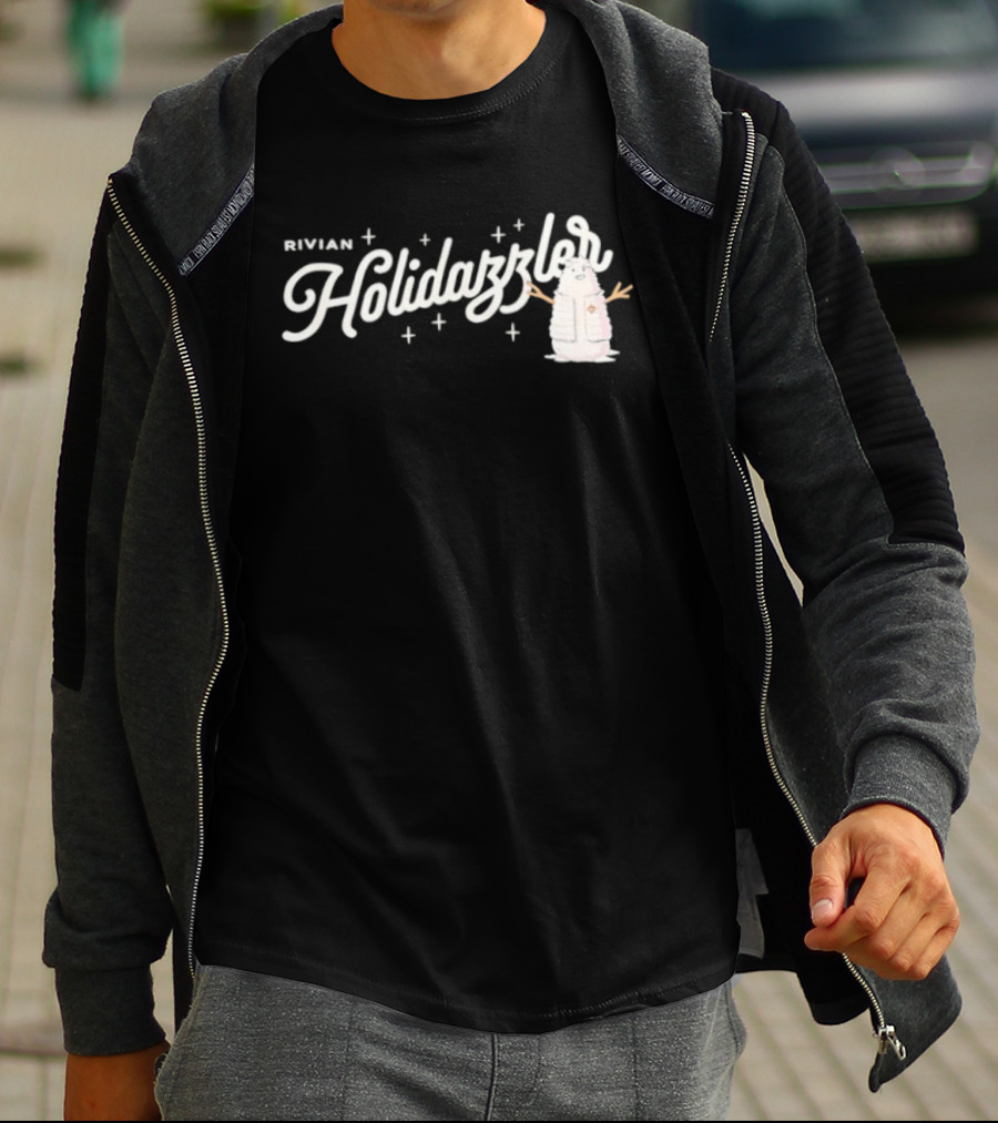 Rivian Holidazzler Festive Snowman Sparkles And Stars T-Shirt