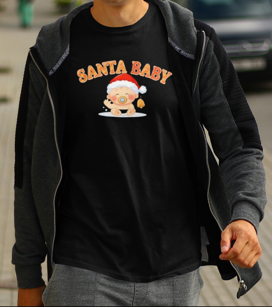 Santa Baby Holiday Infant With Santa Hat And Bell T-Shirt