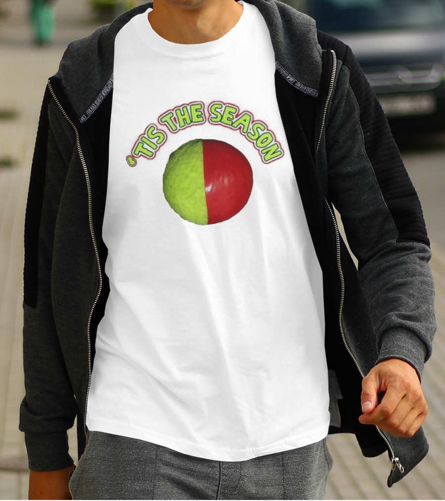 ‘Tis The Season Christmas Coming Tennis Ball Design T-Shirt