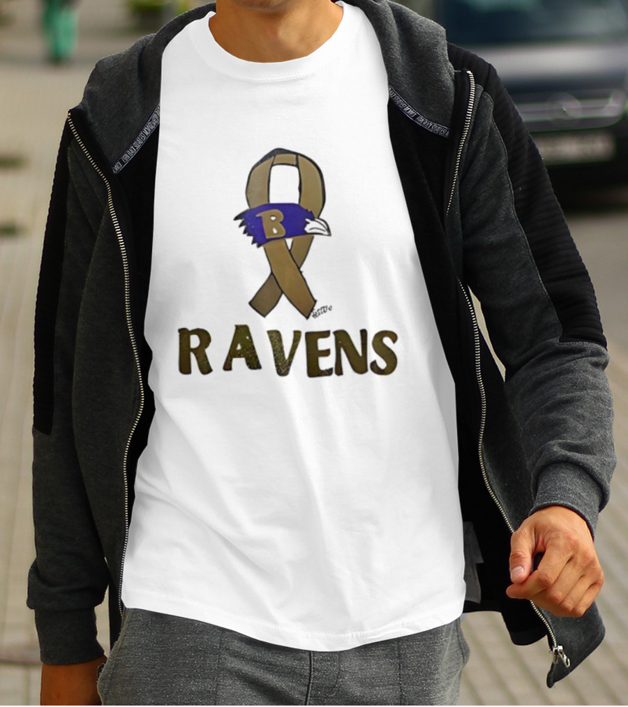 Baltimore Ravens Ribbon B Logo Fan Apparel Ravens NFL Team T-Shirt
