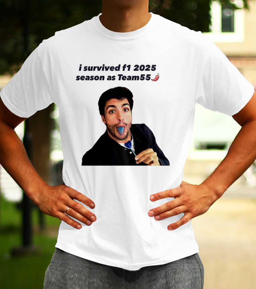I Survived F1 2025 Season As Team55 Carlos Sainz Blue Tongue Lollipop T-Shirt