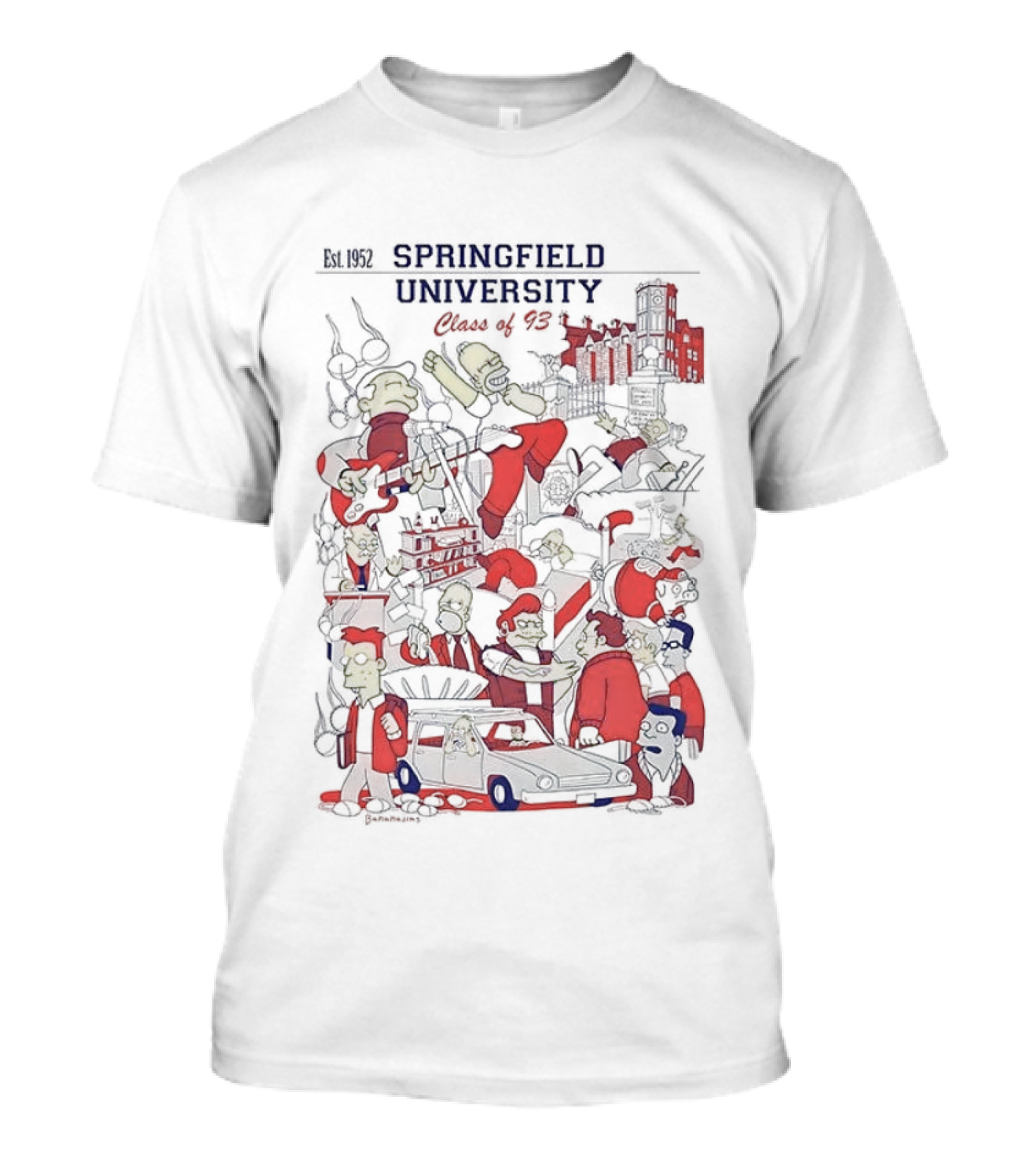 Springfield University Class Of 93 Homer Est 1952 Classic Cartoon Simpsons Characters Retro Style T-Shirt