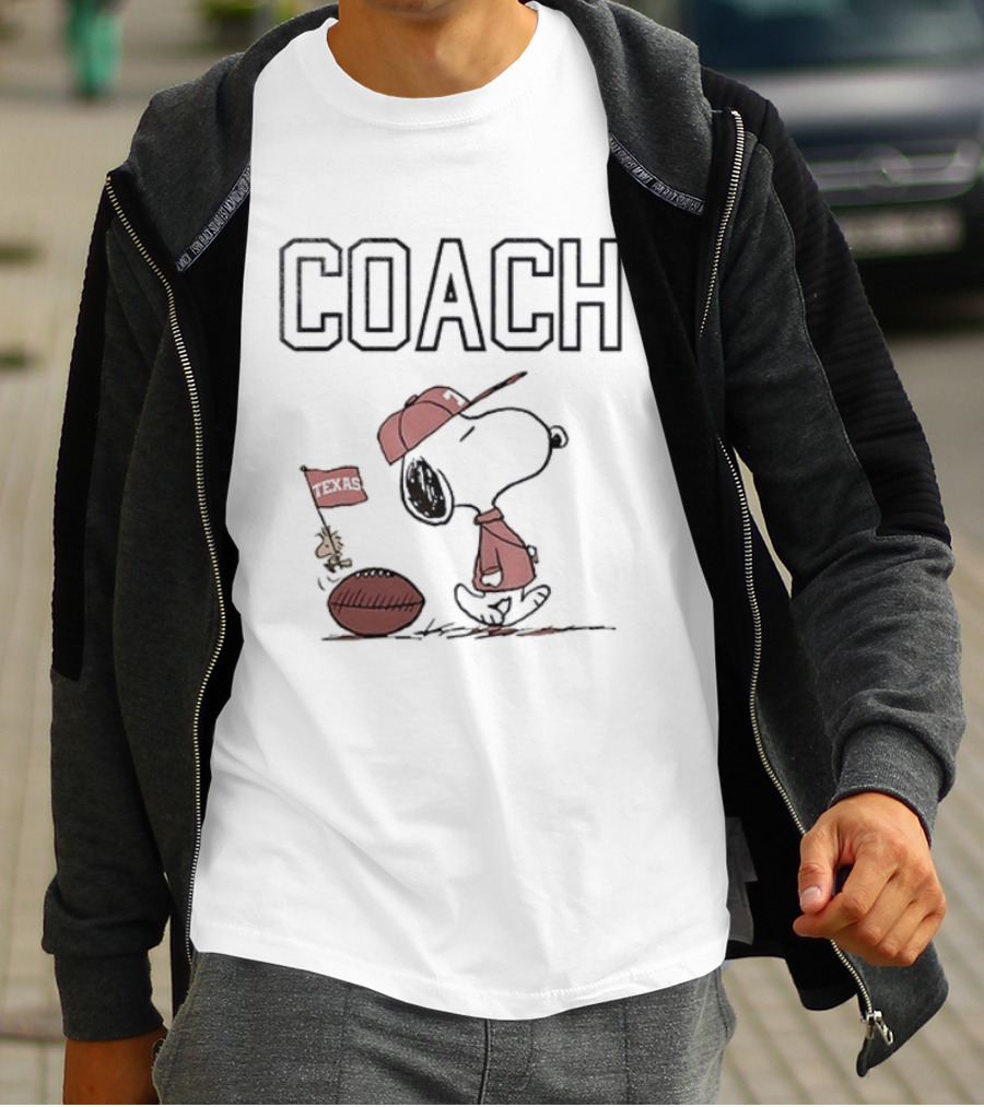 Snoopy Coach Peanuts Woodstock Football Texas Longhorns T-Shirt