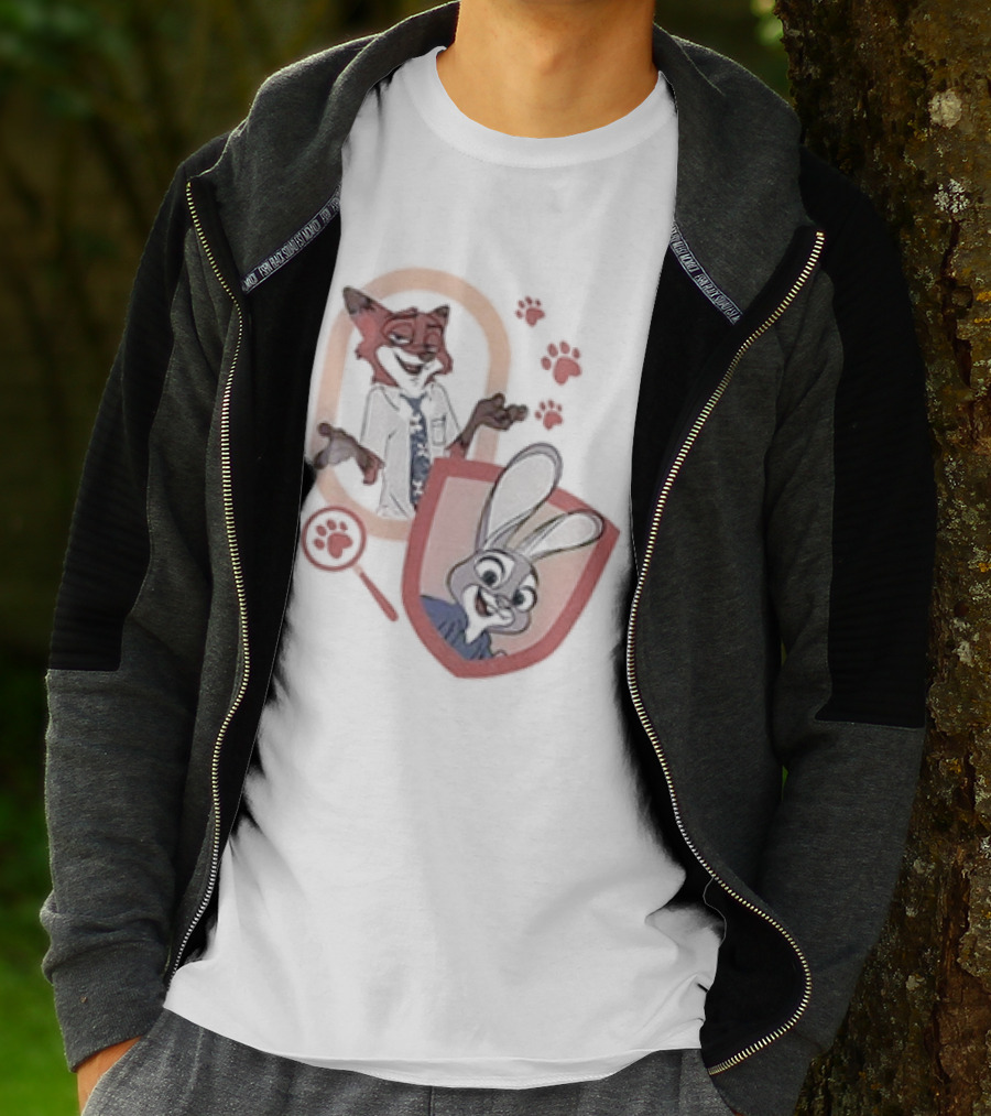 Zootopia 2 Anyone Can Be Anything Cartoon Characters Fox And Bunny Detective Badge T-Shirt