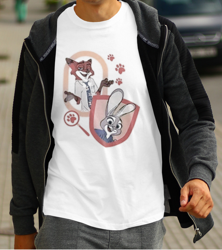 Zootopia 2 Anyone Can Be Anything Cartoon Characters Fox And Bunny Detective Badge T-Shirt